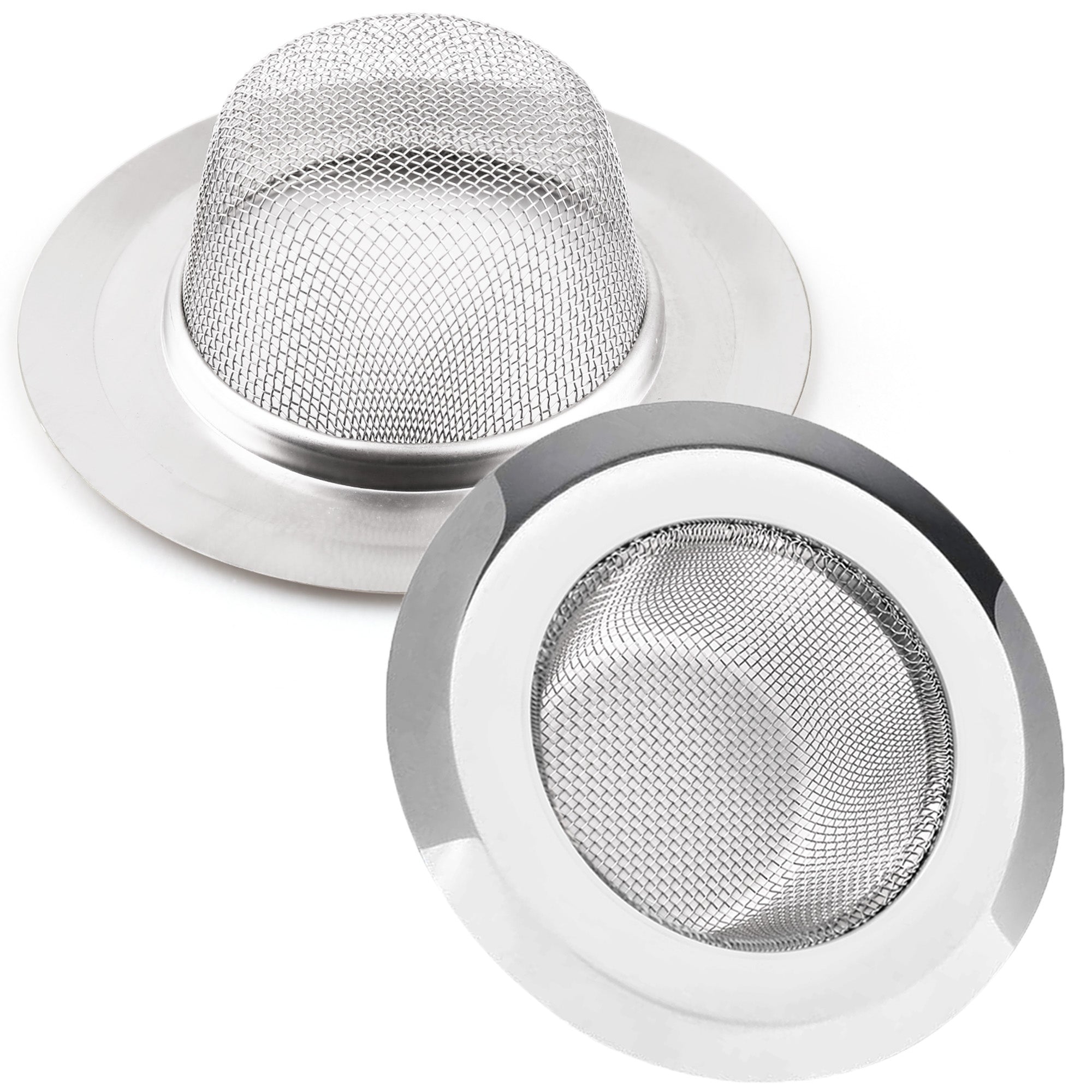 LotFancy Kitchen Sink Strainer, 2Pcs Stainless Steel Mesh Drain Strainer, Large Wide Rim 4.5"