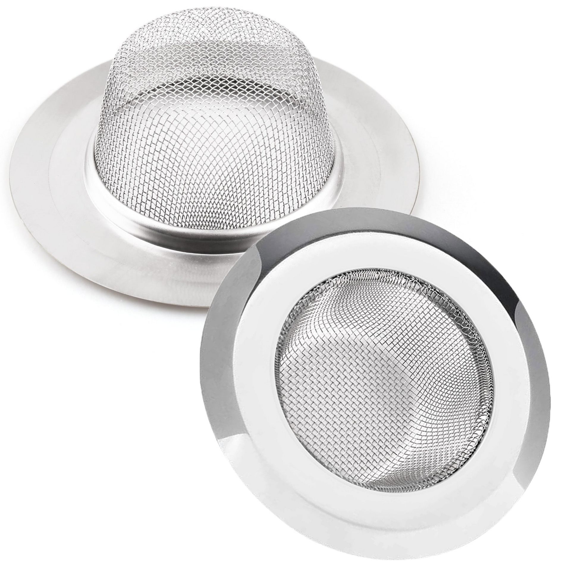 LotFancy Kitchen Sink Strainer, 2Pcs Stainless Steel Mesh Drain Strainer, Large Wide Rim 4.5"