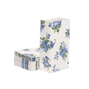 Unique Bargains Paper Gift Bag Pack Blue Flower Storage Bag for Party Favor 50 Pcs - 1 of 4