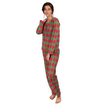 Leveret Womens Two Piece Cotton Argyle Christmas Pajamas