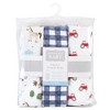 Hudson Baby Infant Boy Quilted Cotton Swaddle Wrap 3pk, Boy Farm Animals, 0-3 Months - 2 of 4