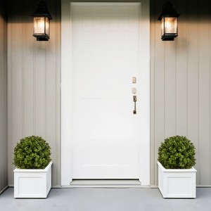 13"W  Boxwood Ball Shaped Artificial Topiary Shrubs Tree, Potted Design, Premium Plastic, Set of 2-- Frevyn - 1 of 4