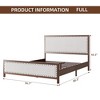 Vintage Wood Grain Metal Platform Bed Frame with Linen Headboard and Footboard - 2 of 4