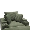 PAGED Upholstered Sofa Corduroy Chaise Lounge Sofa with Handrail Storage, Movable Ottoman, Cupholders for Living Room, Apartment - 2 of 4