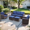 Buenhomino 5-Piece Outdoor Set – Sofa, 2 Swivel Chairs, 2 Ottomans & Table, Handwoven Wicker, Weather-Resistant Cushions for Patio - 2 of 4