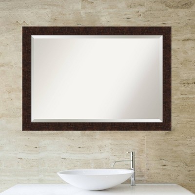 William 40" x 28" Bronze Wood Bathroom Vanity Mirror