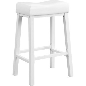 eHemco Heavy-Duty Padded Faux Leather Saddle Seat Metal Kitchen Bar Stools, 29 Inches - 1 of 4