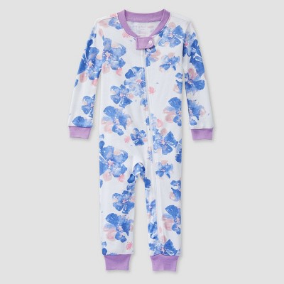 Image of Burt's Bees Baby® Baby Girls' Sunny Wildflower Snug Fit Footless Pajama Jumpsuit - Purple 12M