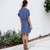 Anna-Kaci Women's Casual Dress Short Sleeves Button Up Polka Dot Printed Tie Waist Mini Dresses- Small ,Blue - 4 of 4