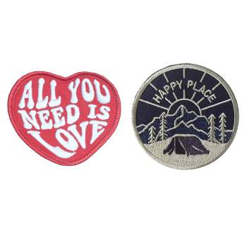 HEDi-Pack 2pk Self-Adhesive Polyester Hook & Loop Patch - All You Need Is Love and Happy Place