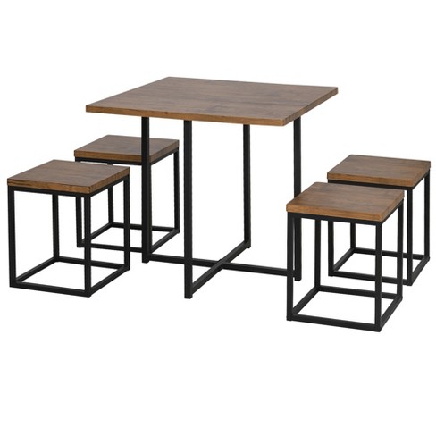 HOMCOM Industrial 3-Piece Dining Table and 2 Chair Set for Small Space in  the Dining Room or Kitchen