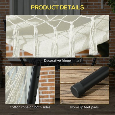 Cream White Cotton Hammock Swing Chair with Stand and Headrest