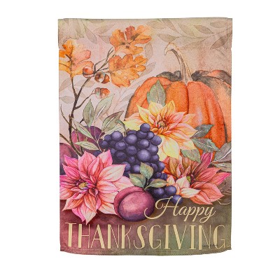 Evergreen Happy Thanksgiving Suede Garden Flag 12 x 18 Inches Indoor Outdoor Decor
