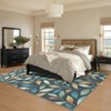 Modern Machine Washable Floral Area Rug 10 x 13 Non Slip Leaf Print Contemporary Living Room Carpet Low Pile Soft Foldable Botanical Floor Cover - 4 of 4