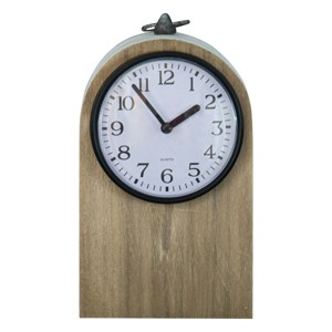 Rustic White Wood Battery Operated Table Clock - Foreside Home & Garden - 1 of 4
