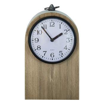 Rustic White Wood Battery Operated Table Clock - Foreside Home & Garden