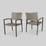 Luton 2pk Wicker & Aluminum Patio Dining Chair - Gray - Christopher Knight Home