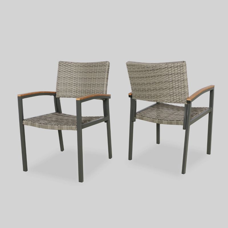 Luton 2pk Wicker & Aluminum Patio Dining Chair - Gray - Christopher Knight Home, 1 of 7