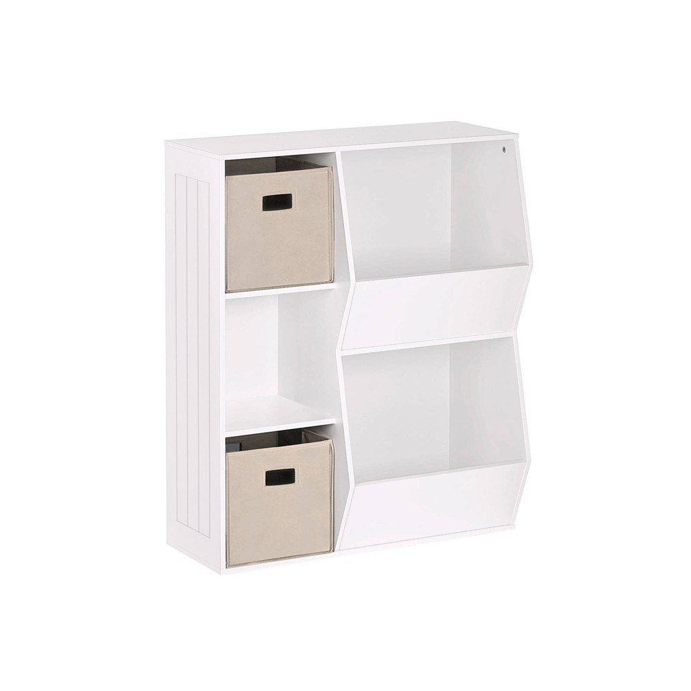 Photos - Wardrobe 3pc Kids' Floor Cabinet Set with 2 Bins White/Beige - RiverRidge Home