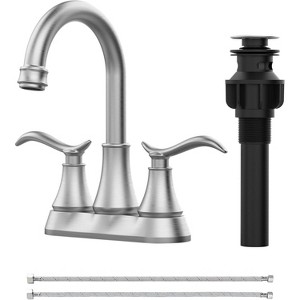 PAGED Bathroom Faucet with 360 Degree High Arc Swivel Spout, 2-Handle Bathroom Sink Faucet with Pop Up Drain & Supply Hoses - 1 of 4