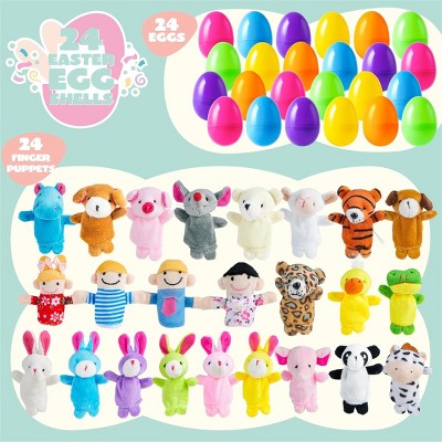 Halloween Toys 24Pcs PreFilled Easter Eggs With Animal Finger Puppets For Toddlers Kids Basket Stuffers Goodie Bag Fillers Party Favors 230815:Toys & Gifts