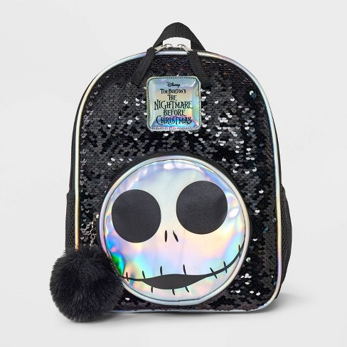 Kids The Nightmare Before Christmas 11 Flip Sequin Backpack Black White