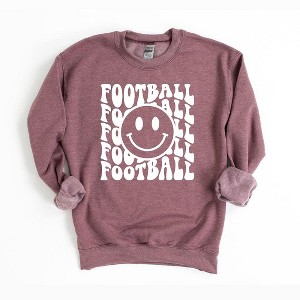 Simply Sage Market Women's Graphic Sweatshirt Football Smiley Face - 1 of 2