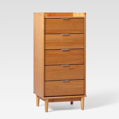 Saracina Home Mid Century Modern Solid Wood 5 Drawer Chest of Drawers