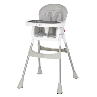 Gray and White Portable Convertible High Chair with Adjustable Tray