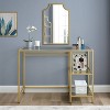 Aimee Desk Gold - Crosley: Sleek Steel Frame, Tempered Glass Top, Open Storage Shelf - 4 of 4