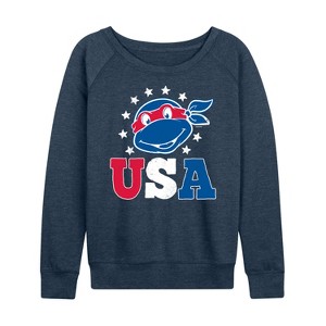Women's - Teenage Mutant Ninja Turtles - USA Raphael Lightweight French Terry Wide Neck Long Sleeve Shirt - 1 of 4