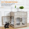 Rustic Brown Dog Crate Furniture Table with 2 Drawers & 3 Doors - Indoor Dog Kennel & House - Side End Table - 2 of 4