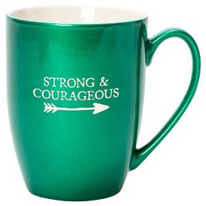 Elanze Designs Strong & Courageous Emerald Green 10 ounce New Bone China Coffee Cup Mug - 1 of 4