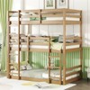 RISOKEYS Triple Rubber Wood Bunk Bed - Twin over Twin over Twin, Detachable Triple Twin Bunk Bed with Two Built-in Ladders and Guardrails - 2 of 4