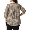 Women's Plus Size Plaid V Neck 3/4 Sleeve Flowy Casual Tunic Blouses - Agnes Orinda - 4 of 4