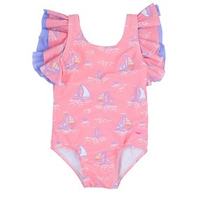 RuffleButts Girls UPF50+ Butterfly One Piece Swimsuit - 1 of 4