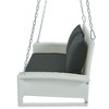 NAYSAYE Patio Swing 2 Person Wicker Hanging Porch Swing with Cushion and Pillow for Garden Relaxation, White, 22.4"*20.5"*28.89" - 3 of 4