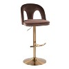 LumiSource Set of 2 Ava Adjustable Barstools Gold/Espresso Velvet - 2 of 4