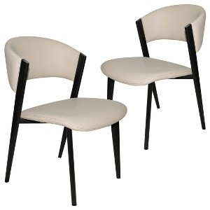 LeisureMod Upholstered Dining Chair in Leather with Black Iron Frame and Legs Aspen Series Set of 2 - 1 of 4