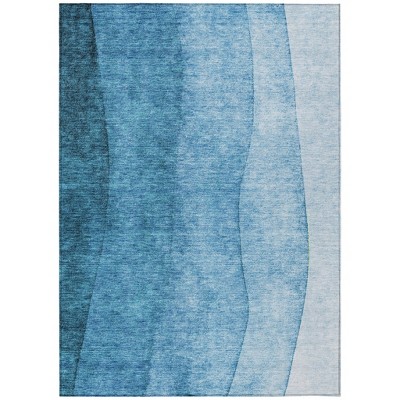 Teal Blue Aqua And Turquoise Ombre Washable Indoor Outdoor Area Rug