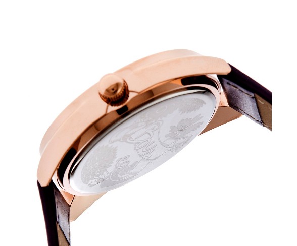 Women's Boum Etoile Glitter-Inlaid Dial Leather Strap Watch- Purple