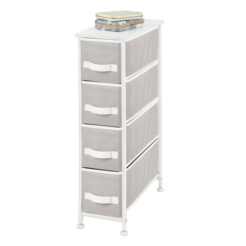 mDesign Narrow Dresser Storage Tower Stand with 4 Fabric Drawers,, 1 of 9