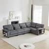 102.75" L-Shaped Modular Sectional Sofa, Modern Corduroy 5-Seater with Storage, Cup Holders & Convertible Design for Living Room, Bedroom, Lounge - 4 of 4