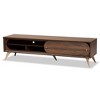 Dena Wood and Gold TV Stand for TVs up to 60" Walnut - Baxton Studio: Entertainment Center with Storage Doors - 2 of 4