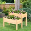 Tangkula 34'' x 34'' Wooden 2 Tier Raised Garden Bed Elevated Planter box w/8 Drainage Holes Outdoor Planter Box for Vegetables - 2 of 4