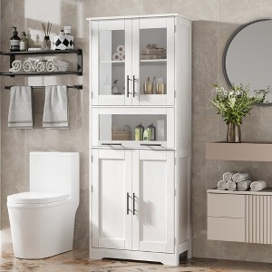 Tall Bathroom Cabinet Freestanding Linen Storage Cabinet with Doors and Adjustable Shelves 67"H Kitchen Pantry Cabinet for Living Room - 1 of 4