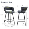 Elegant Swivel Counter Height Stools Set of 4, Seats with Back, Metal Legs, Modern Quilted Chairs for Kitchen or Bar-Maison Boucle - 4 of 4