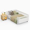 Vynxaria Twin Size Wood Platform Bed for Kids Low Profile with Rails Round Corners White for Girls Boys - 2 of 3