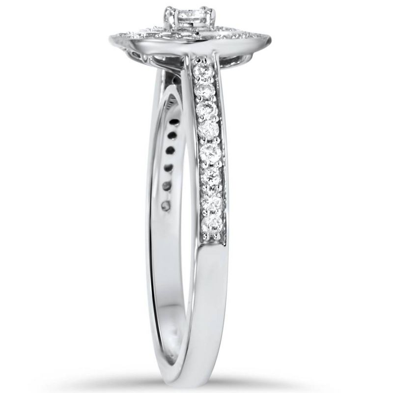 Pompeii3 1/2ct Double Halo Round Diamond Engagement Ring 10K White Gold, 2 of 5