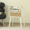 QingMoon Mid Century Nightstand, with Rattan Drawer and Shelf, Wood Small Side Coffee Table, for Living Room and Bedroom, Easy Assembly - 4 of 4